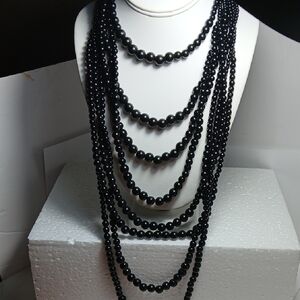Elegant Black Beaded Necklace